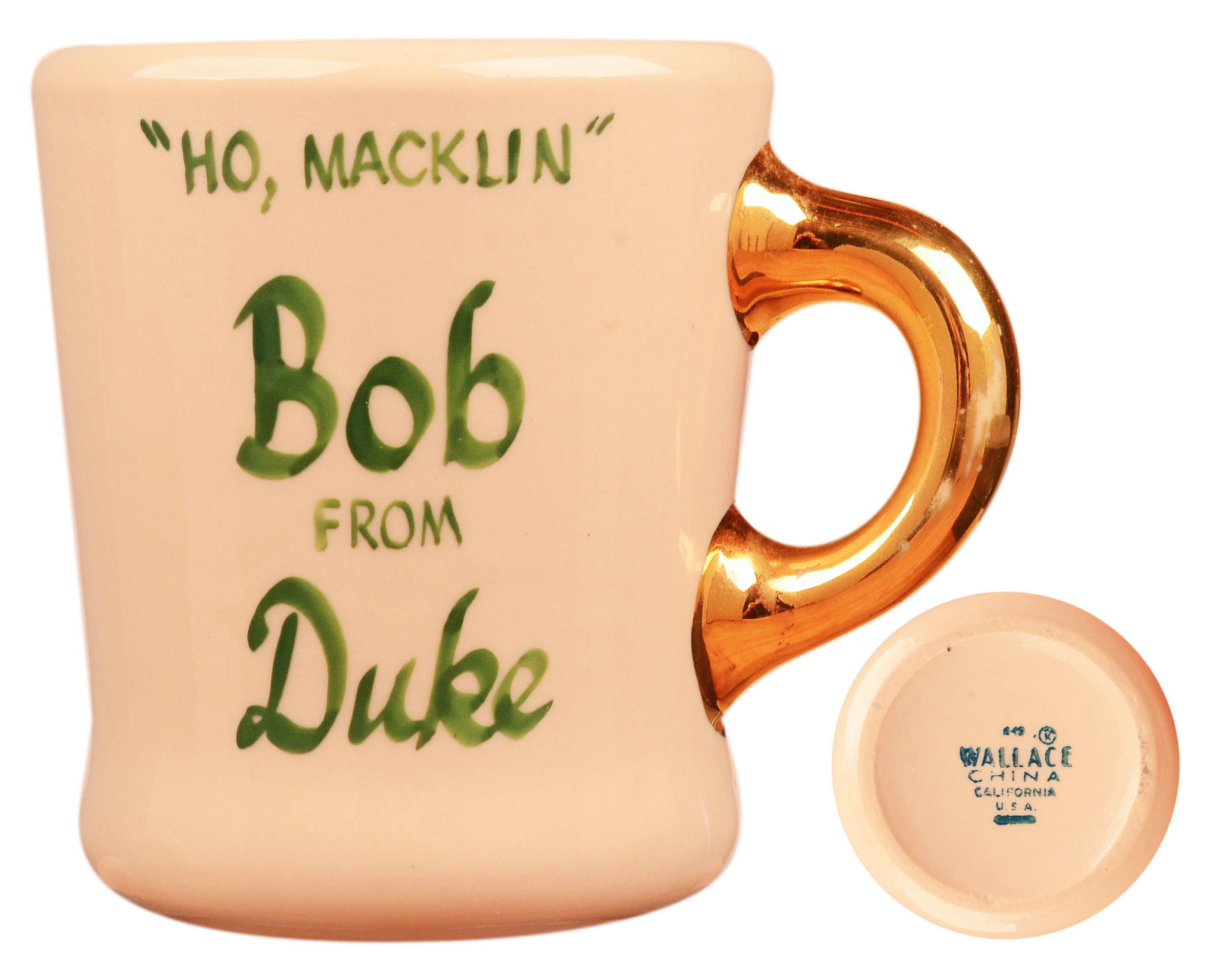 John Wayne mug for the 1963 movie McLintock, back.